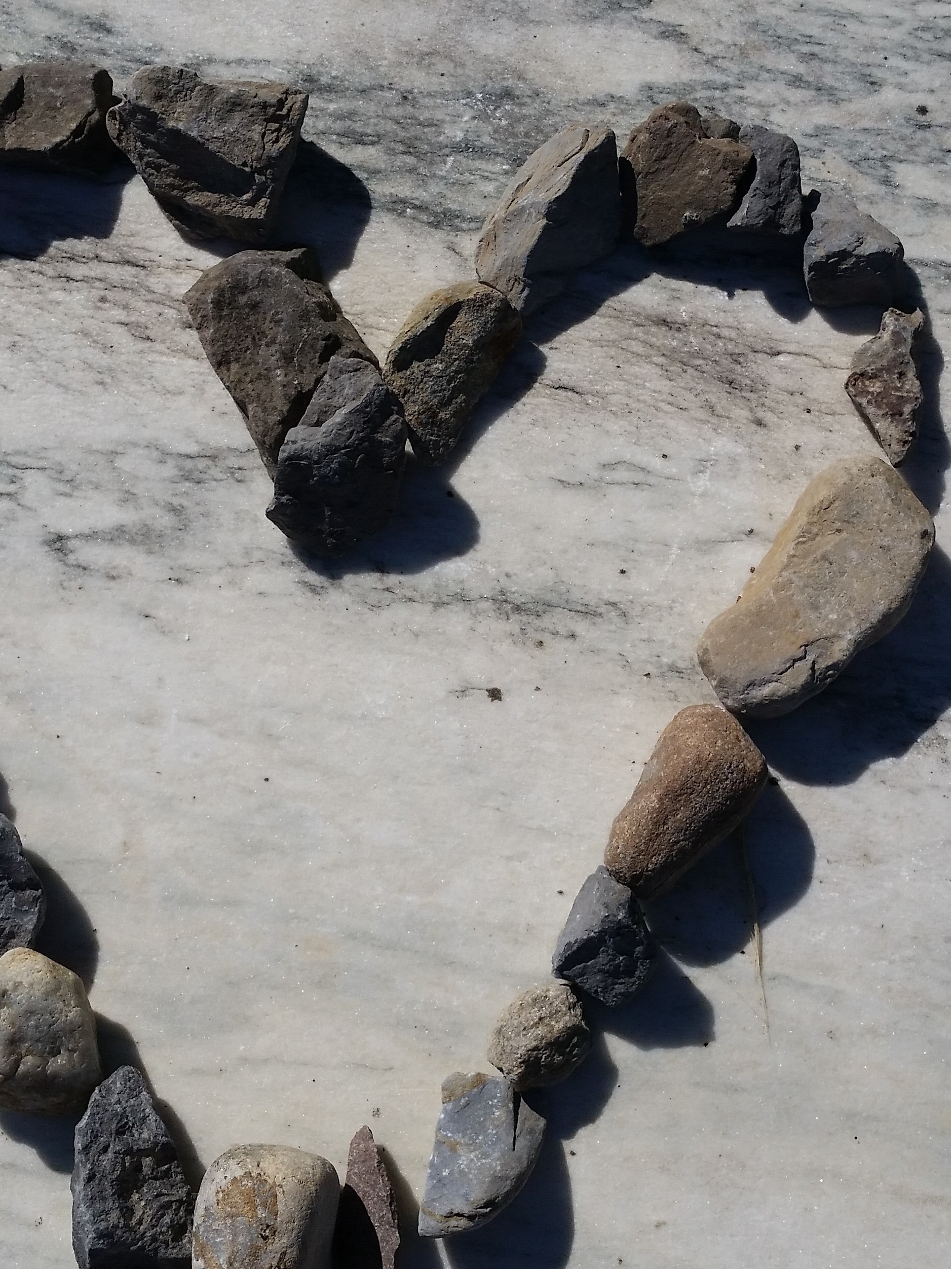 Rocks positioned in the shape of a heart