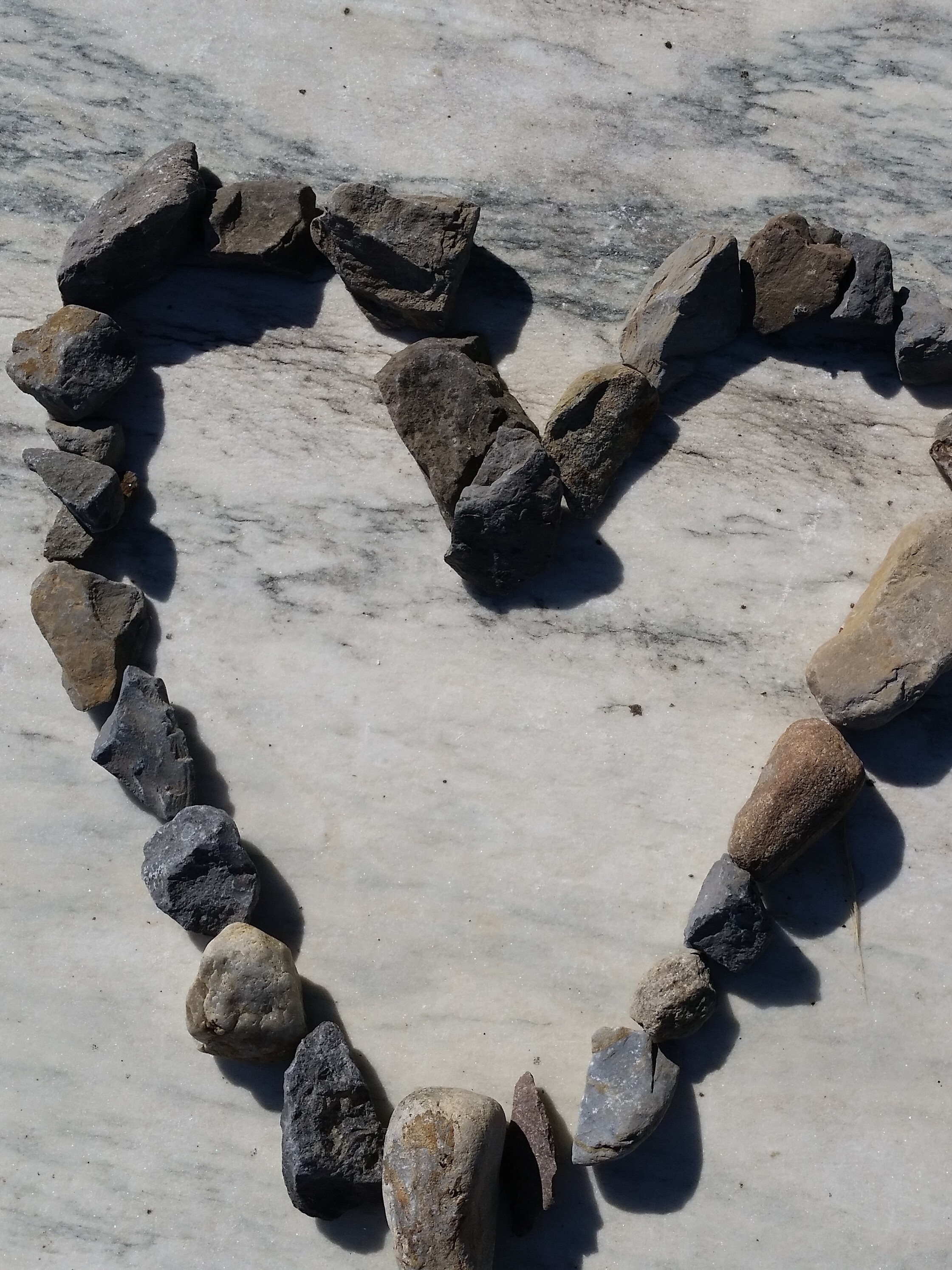 Rocks positioned in the shape of a heart